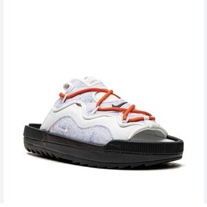 Nike Men's White and Orange Slide Sandals